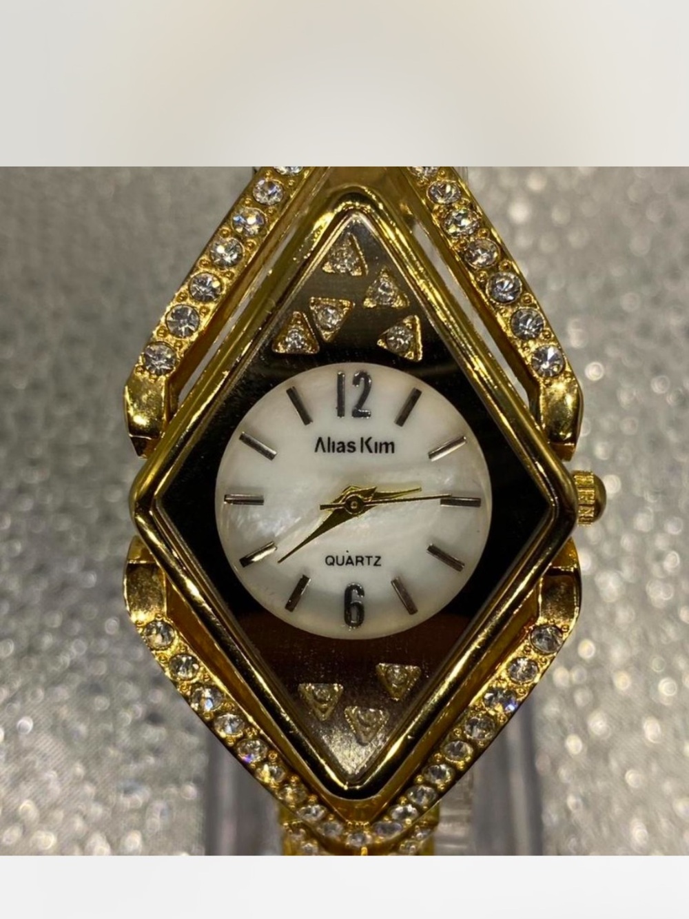 *** Alias Kim ^^^ Gold Crystal Accent Diamond-Shaped Quartz Watch ***